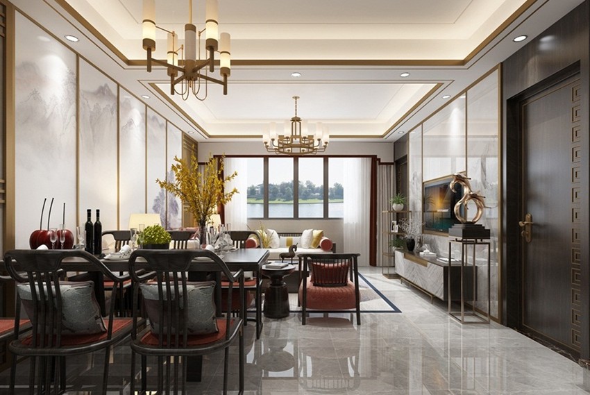 220平新中式气概装修效果图[大连-旅顺口区-春风十里]